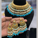 Hira Collections Royal Pota Stone And Pearl Stylish Choker Neckalce Set