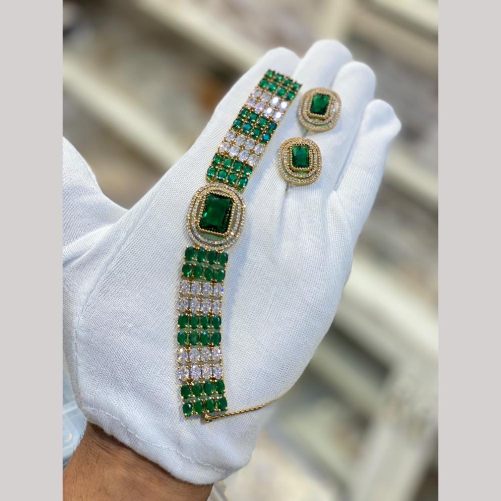 Hira Collections Designer American Daimond Choker Necklace Set
