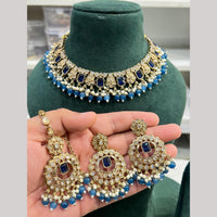Hira Collections Fancy Crystal Stone And Beads Ethnic Choker Necklace Set