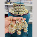 Hira Collections Fancy Crystal Stone And Pearl Ethnic Choker Necklace Set