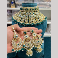 Hira Collections Fancy Crystal Stone And Pearl Ethnic Choker Necklace Set