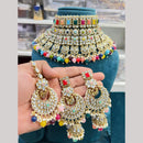 Hira Collections Fancy Crystal Stone And Pearl Ethnic Choker Necklace Set