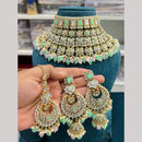 Hira Collections Fancy Crystal Stone And Pearl Ethnic Choker Necklace Set