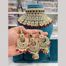Hira Collections Fancy Crystal Stone And Pearl Ethnic Choker Necklace Set