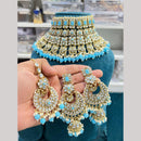 Hira Collections Fancy Crystal Stone And Pearl Ethnic Choker Necklace Set