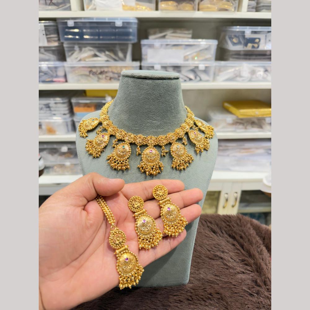 Hira Collections Designer Pota Stone And Pearl Choker Necklace Set