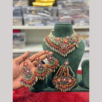 Hira Collections Austrian Stones And Beads Turkish Choker Necklace Set With Passa