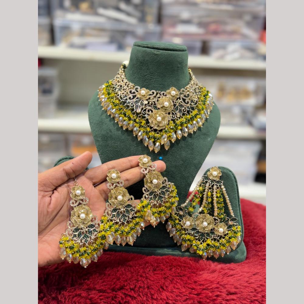 Hira Collections Austrian Stones And Beads Turkish Choker Necklace Set With Passa