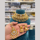 Hira Collections Copper Gold
 Designer Pota Stone And Pearl Choker Necklace Set