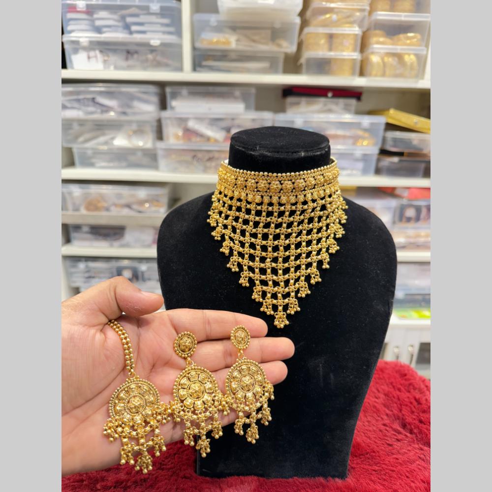 Hira Collections Traditional Indian Pearl Choker Necklace Set
