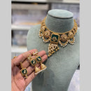 Hira Collections Traditional Indian Pota Stone And Pearl Choker Necklace Set