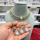 Hira Collections Decent Pota Stone Choker Necklace Set
