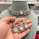 Hira Collections Decent Pota Stone Choker Necklace Set
