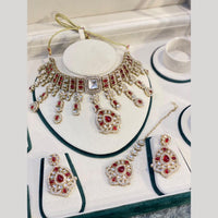 Hira Collections Decent Pota Stone Choker Necklace Set