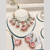 Hira Collections Luxury Crystal Stone And Pearl Choker Necklace Set