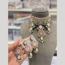 Hira Collections Luxury Crystal Stone And Pearl Choker Necklace Set