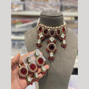 Hira Collections Luxury Crystal Stone And Pearl Choker Necklace Set