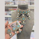Hira Collections Luxury Crystal Stone And Pearl Choker Necklace Set