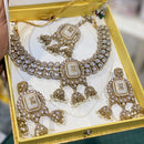 Hira Collections Luxury Polki Kundan Stone And Pearl Necklace Set 