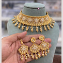 Hira Collections Decent Pota Stone And Pearl Choker Necklace Set