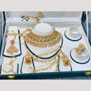 Hira Collections Decent Pota Stone And Pearl Semi Bridal Necklace Set