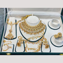 Hira Collections Decent Pota Stone And Pearl Semi Bridal Necklace Set