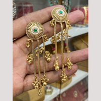 Hira Collections Heritage Pota Stone Kashmiri Ghungroo Dangler Earrings