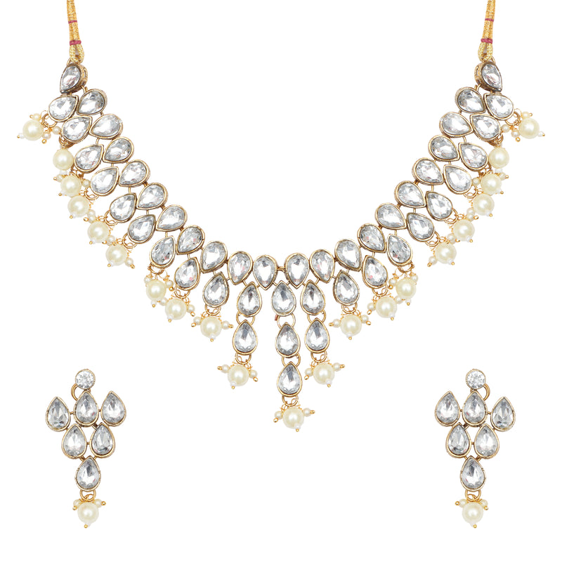 Bhavi Jewels Gold Plated Crystal Stone Necklace Set