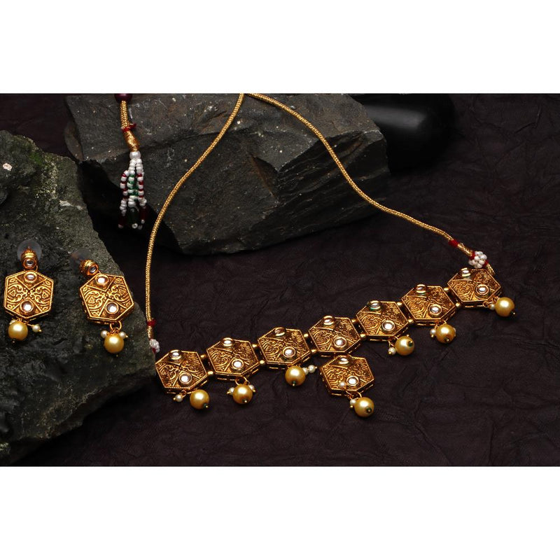 Darshana Jewels Gold Plated Pota Stone Choker Necklace Set