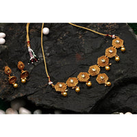 Darshana Jewels Gold Plated Pota Stone Choker Necklace Set