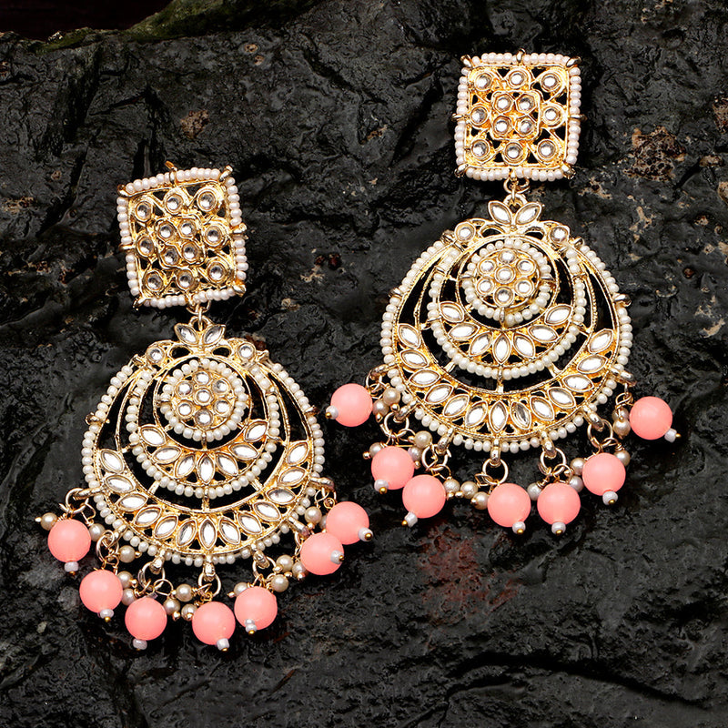 Darshana Jewels Gold Plated Kundan Dangler Earrings