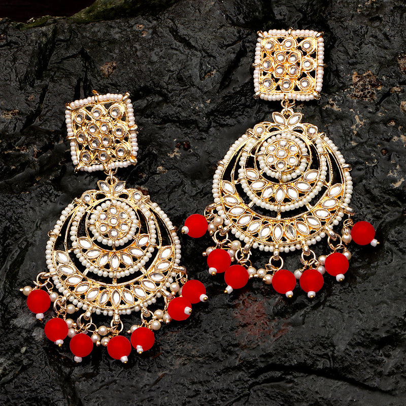 Darshana Jewels Gold Plated Kundan Dangler Earrings