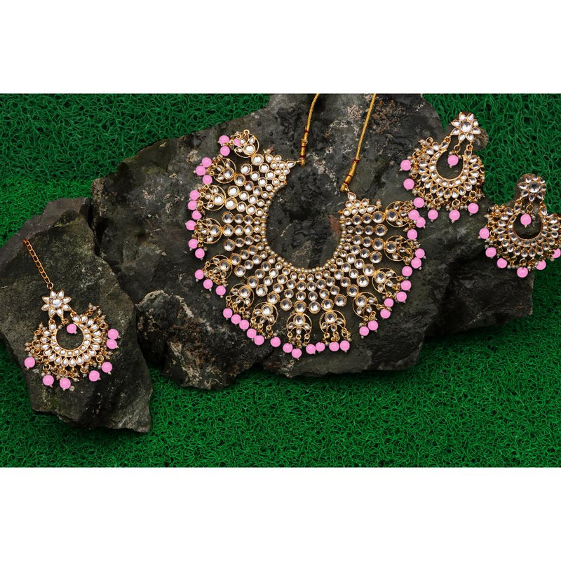 Darshana Jewels Kundan Stone & Beads Gold Plated  Necklace Set