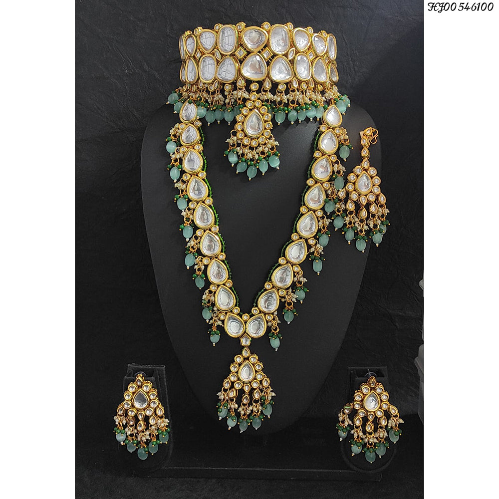 Heera Jewellers Gold Plated Crystal Stone Semi Bridal Combo