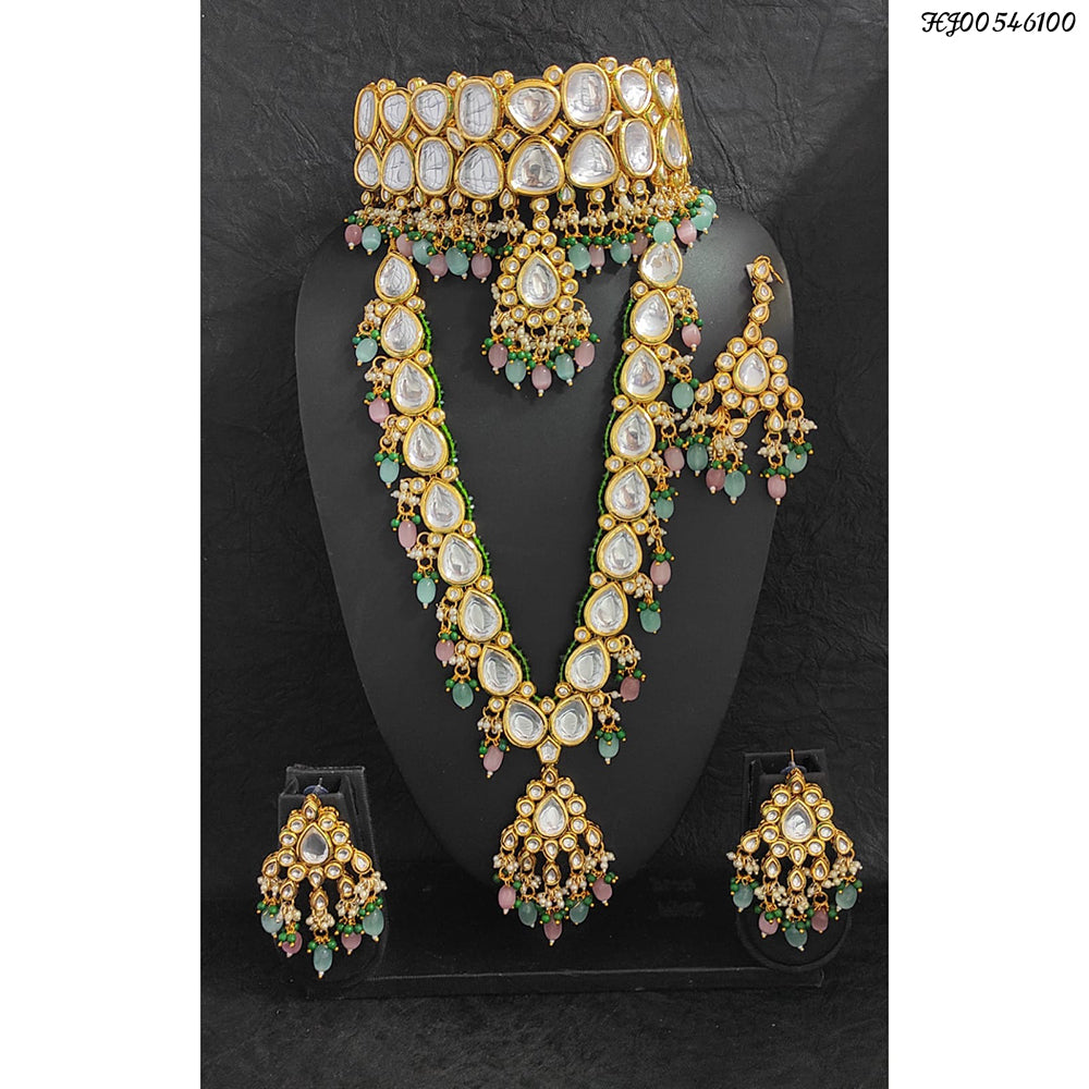 Heera Jewellers Gold Plated Crystal Stone Semi Bridal Combo