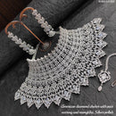 Heera Jewellers AD Stone Silver Plated Choker Necklace Set
