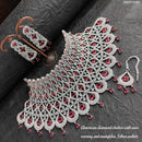 Heera Jewellers AD Stone Silver Plated Choker Necklace Set
