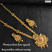 Heera Jewellers Gold Plated Pota Stone Long Necklace Set