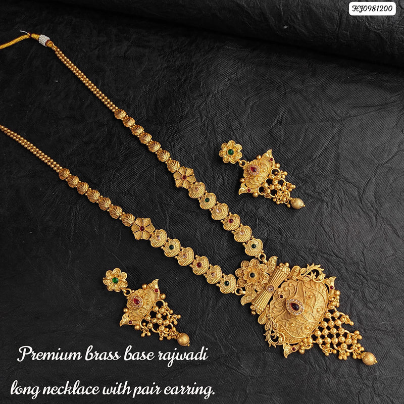 Latest Temple Gold Plated Long Necklace with Two-Layered Bead Lakshmi  Elephant Pendant Set | Sasitrends | Sasitrends