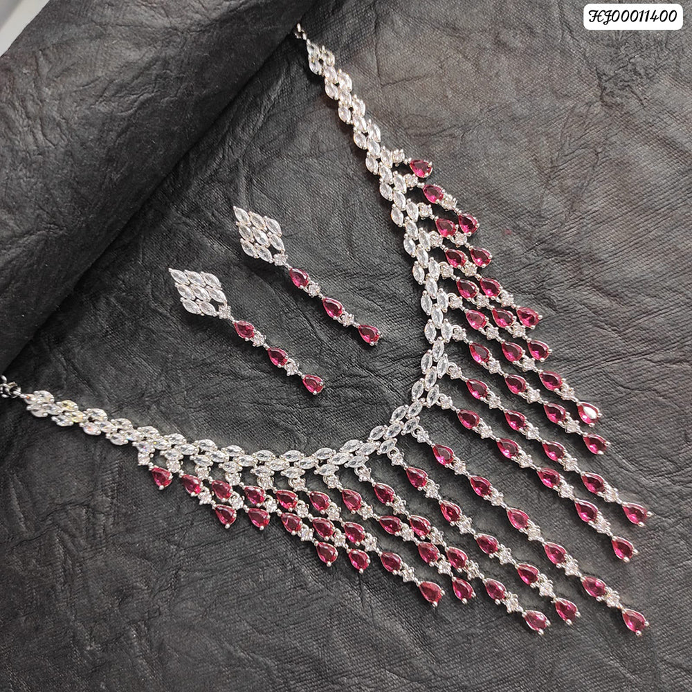 Heera Jewellers Gold Plated AD Stone Necklace Set