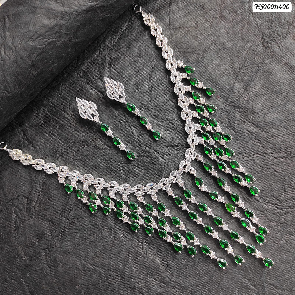 Heera Jewellers Gold Plated AD Stone Necklace Set