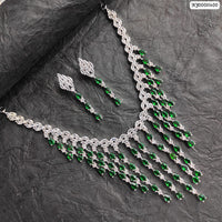 Heera Jewellers Gold Plated AD Stone Necklace Set