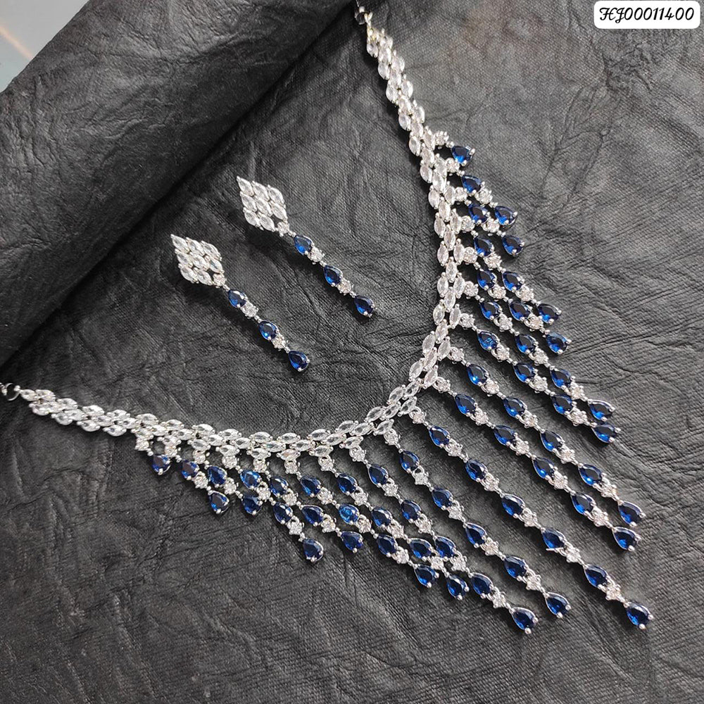 Heera Jewellers Gold Plated AD Stone Necklace Set