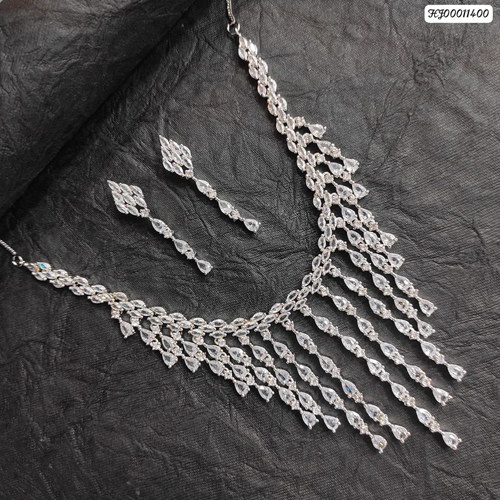 Heera Jewellers Gold Plated AD Stone Necklace Set