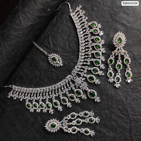 Heera Jewellers Gold Plated AD Stone Necklace Set
