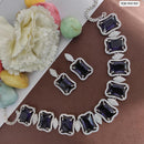 Heera Jewellers Silver Plated AD Stone Necklace Set