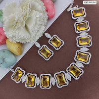 Heera Jewellers Silver Plated AD Stone Necklace Set