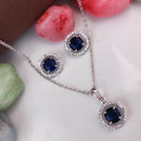 Heera Jewellers Silver Plated Crystal Stone Round Shape Chain Pendant Set
