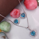 Heera Jewellers Silver Plated Crystal Stone Heart  Shape Chain Pendant Set