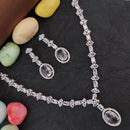 Heera Jewellers Silver Plated AD Necklace Set